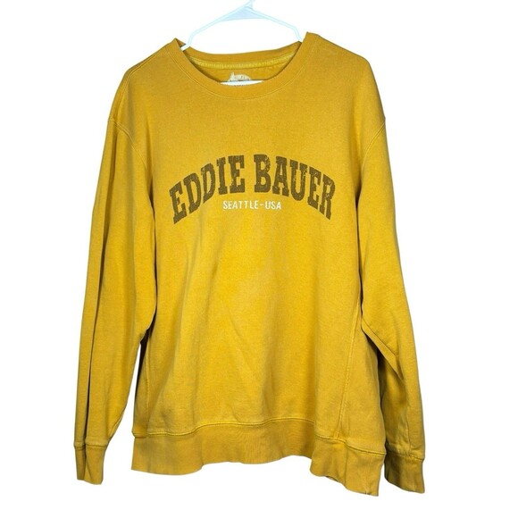 Eddie Bauer Heritage Wash Crewneck Sweatshirt Mustard Yellow Pullover Men’s L - Picture 2 of 9
